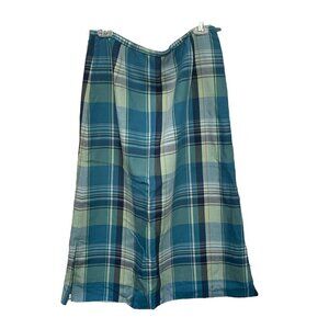 Vintage Pendleton Skirt Plaid Blue Green Tencel Size 10